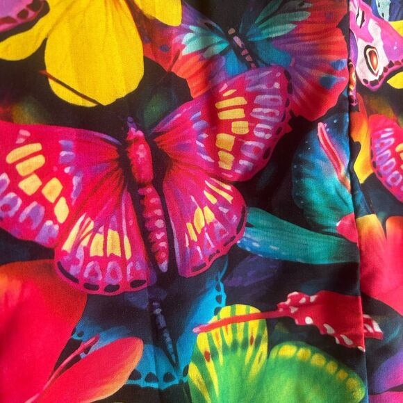 Vibrant Multicolor Maxi Dress with Butterflies and Gold Accents One Size - Picture 8 of 16